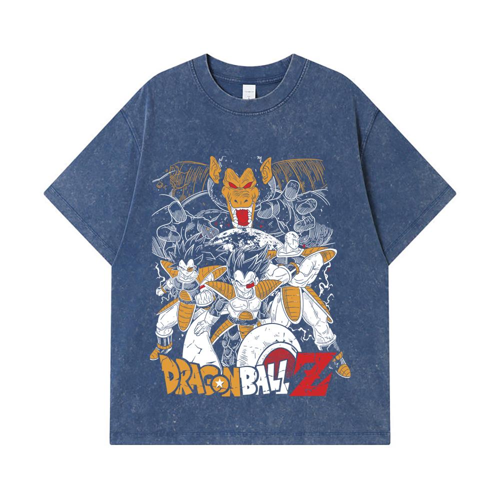 275 GSM Washed T-shirts 100% Cotton Dragon Ball V53 Vegeta Nappa Print Unisex Heavy Cotton T Shirt