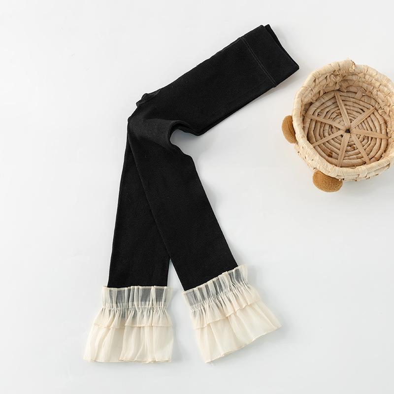 Baby Girls Leggings Lace Pants Kids Cotton Solid Ruffle Lace Children Tights Casual Pantyhose Trousers Spring Autumn