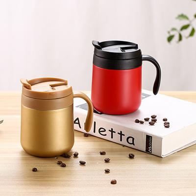 Termo Taza de Café Portátil Hogar Oficina Camping Botella de Agua Aislada Taza Térmica de Leche con Asa Negra 500ml