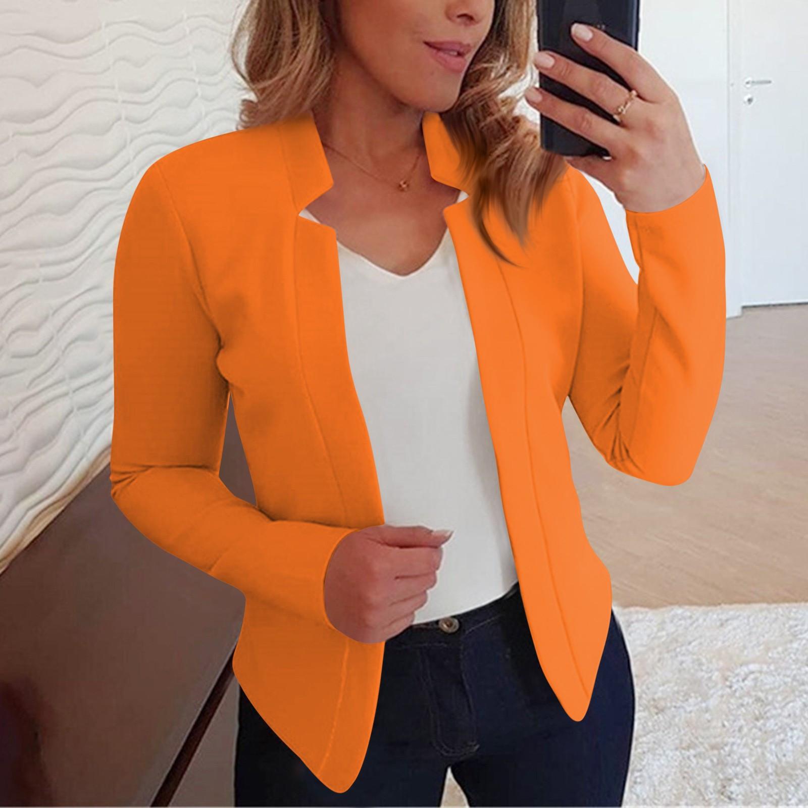 

Женская модная повседневная однотонная осенне-зимняя куртка-кардиган с длинными рукавами XL оранжевый