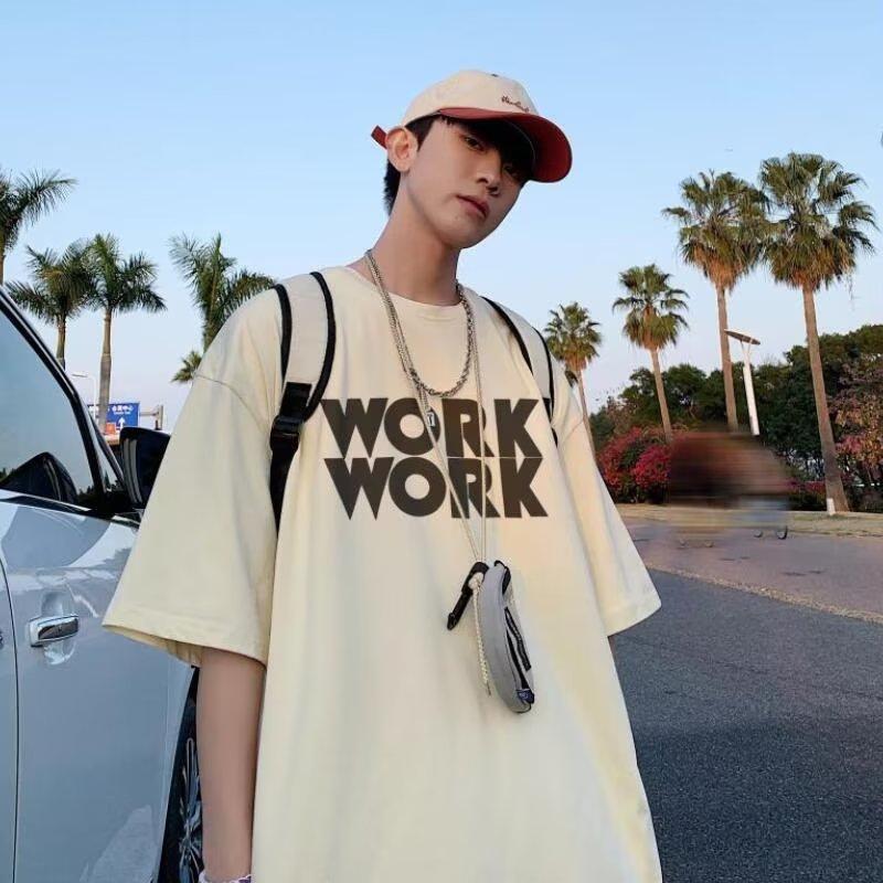 Herre T-skjorter Letter Grafisk trykk Mote merke t-skjorter for menn oversize t-skjorter Herre Klær Uformell T-skjorte Mann Sommer Koreansk Retro