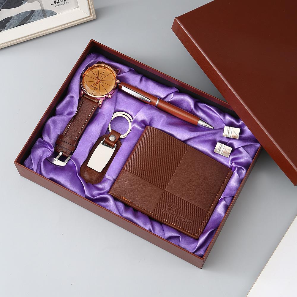 Set de Regalo para Hombre, Cartera + Reloj + Caja para Cinturón, Regalo de San Valentín Día del Padre para Novio Amigo