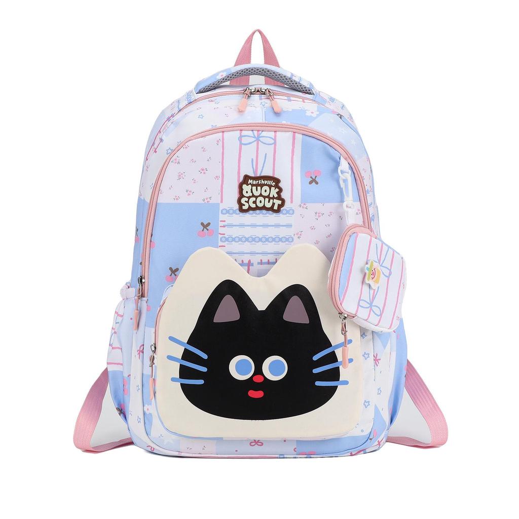 Lightweight Large Capacity Cat Cartoon School Backpack for Boys and Girls