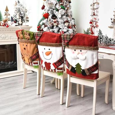 Christmas Chair Back Elastic Stretch Cover Santa Clause Holiday Party Decor Dining Kitchen Chair Covers Christmas Decoration