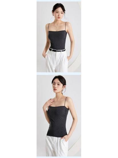 Elegant Pleated Camisole with Built-in Bra & Chest Pads - Women's Summer Outerwear
