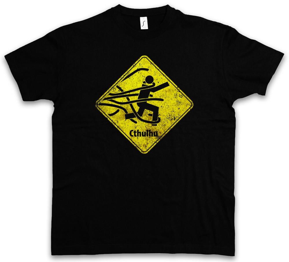 

CAUTION CTHULHU SIGN T SHIRT Wars Horror Arkham Miskatonic T Shirt 3XL