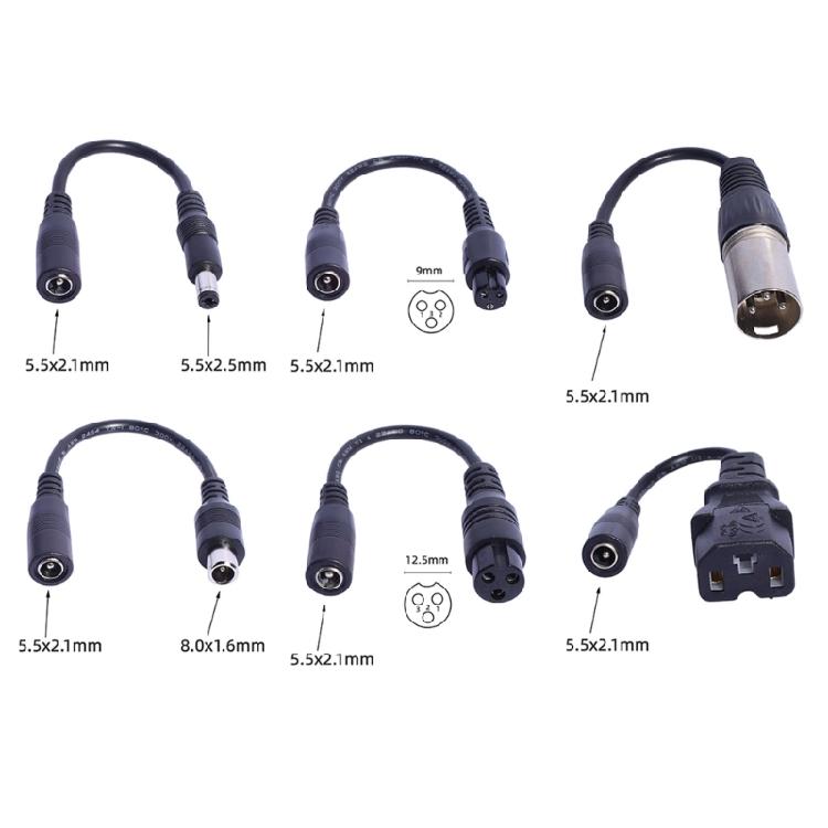 Tragbares 5,5x2,1mm Buchse auf 8,0x1,6mm/5,5x2,5mm Stecker/C13/M16/3-Pin Adapterkabel für Solar- und LED-Anwendungen 15cm
