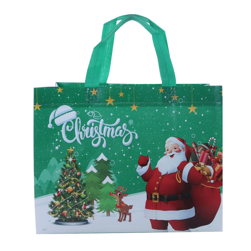 5pcs Print Handbag Christmas Gift Bag Foldable Shopping Bag Beach Bag Folding Storage Bag Cartoon Non Woven Bag Large Capacity