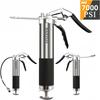 7000 PSI Grease Gun with Pistol Grip 14oz Load 18Inch Spring Flex Hose 2Couplers 2Extension Rigid Pipes Sharp Nozzle for Mainten
