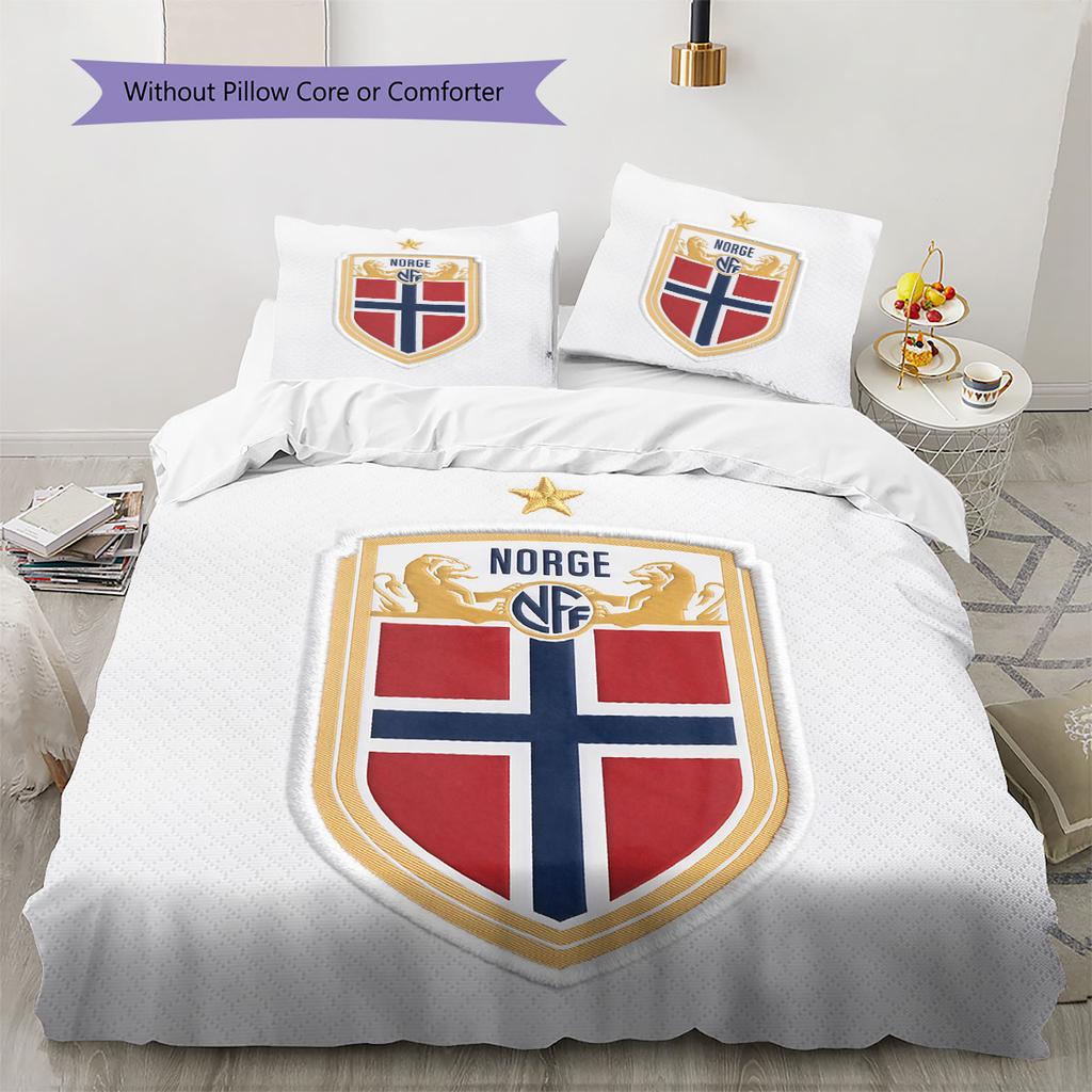 Norway national football logo Pattern Bedding Home Decoration Birthday Gift (1 * duvet cover + 2 * pillowcase, without core),fan merchandise.