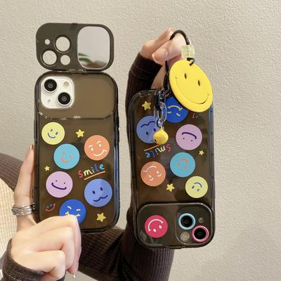 Applicable To Apple 11 Creative Mirror Shell Suitable for IPhone 14 Makeup Mirror Mobile Phone Case Smiley Face Pendant 13 Protective Cover