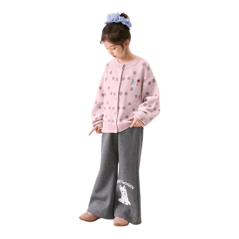 LUSON Girls  Polka Dot Knit Spring Cardigan 150