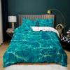 3D Ocean Waves Duvet Cover Set Queen/King for Boy Girl Teens Bedroom Hotel Microfiber Bedding Set Comforter Cover White To Blue