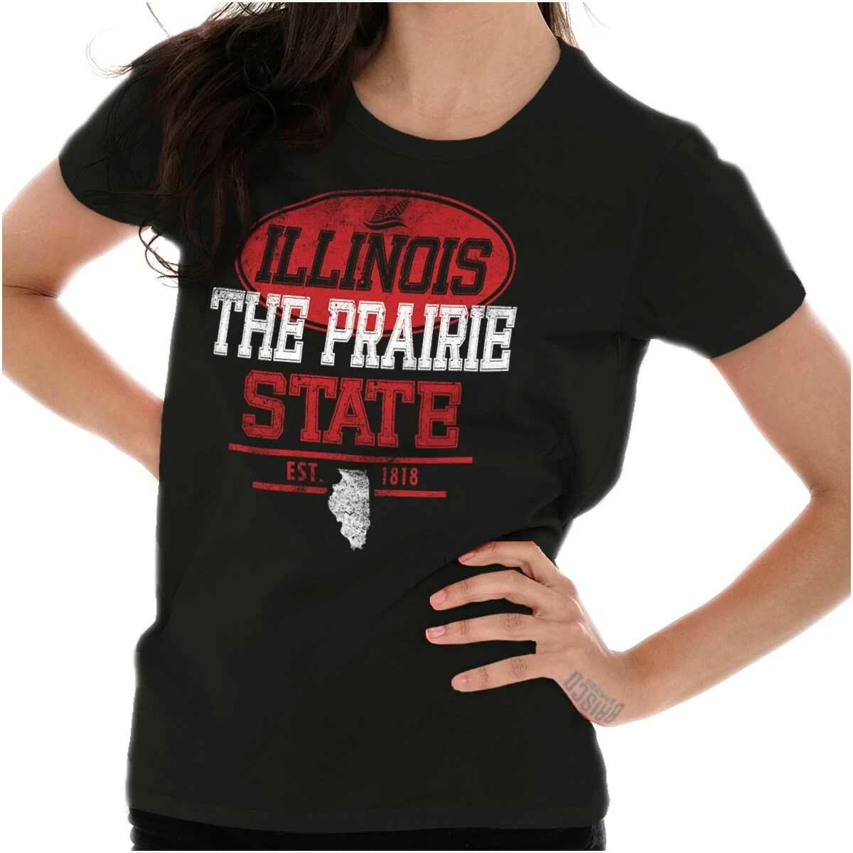 Illinois Prairie State Vacation Souvenir IL Womens Top Junior Graphic Tee M