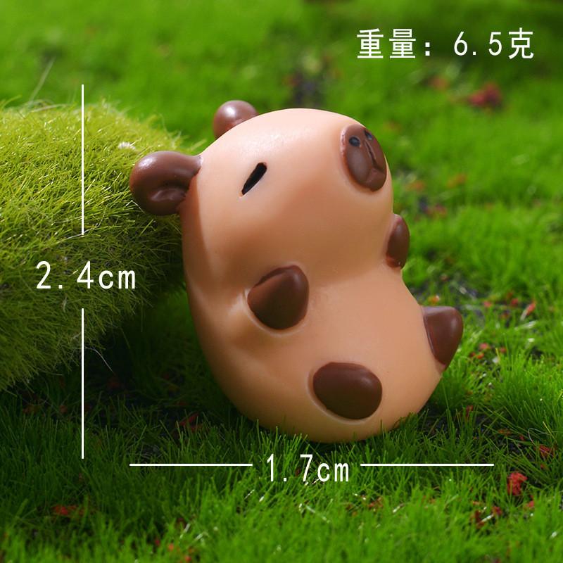 7Pcs/set Cartoon Mini Capybara Animal Miniatures Diy Resin Mini Figures Fairy Garden Decoration Moss Terrarium Micro Landscape