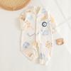 100% Cotton Baby Romper Long Sleeve Seamless Design Single Row Buttons Soft Class A Safety Newborn Bodysuit Simple Style