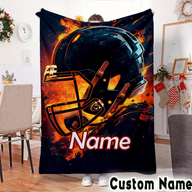 Custom Name Baseball Glove Bat Throws Blanket Flannel Blankets for Couch Bed Gifts for Men Women Picnic Blanket Christmas Fan Gifts