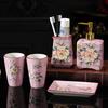 Ice cracked ceramic bathroom wash set bathroom mouthwash cup hand soap bottle soap dish toothbrush holder bathroom accessories