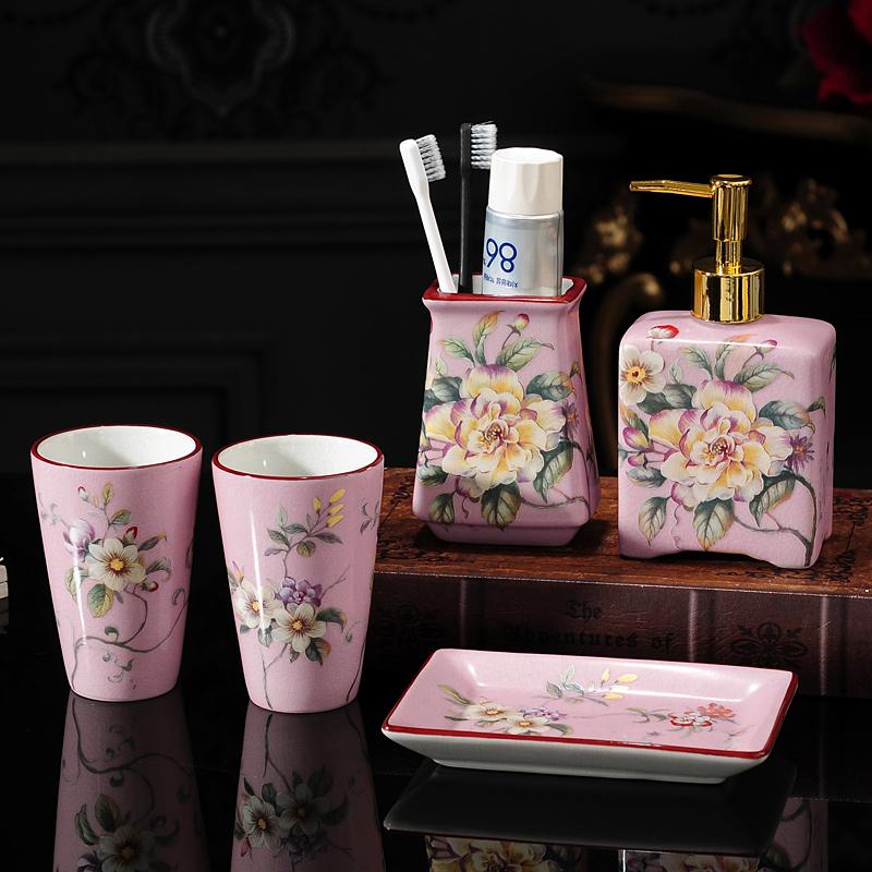 Ice cracked ceramic bathroom wash set bathroom mouthwash cup hand soap bottle soap dish toothbrush holder bathroom accessories