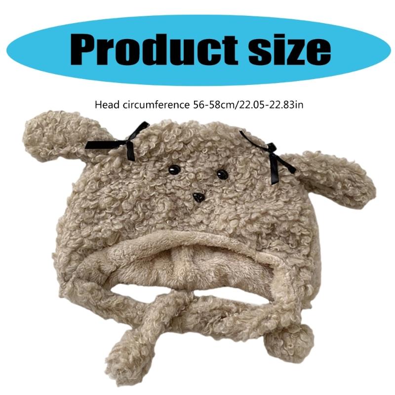 Cartoon-Mütze Verdicktes Stirnband Felliger Welpe Weiche Verdickte Kapuze für Damen Outdoor-Bekleidung für Wintersportarten Radfahren Skifahren