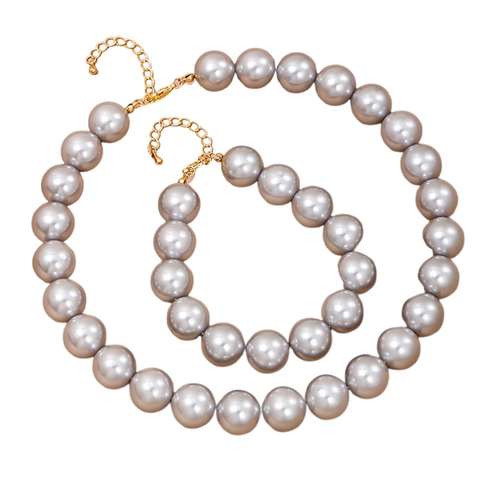 

Стильный комплект ожерелья и браслета из акриловых бусин, элегантные аксессуары для вечеринок, модные украшения для женщин, повседневная одежда серебряный