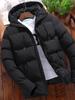 Men's Hooded Cotton-Padded Jacket for Autumn/Winter - Thick, Solid Color, Large Size Casual Wear
