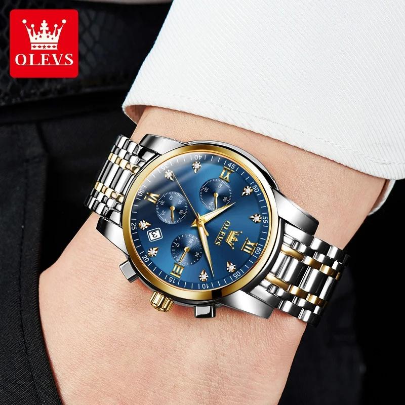 OLEVS 2858 Men Wrist Watch Band  Logo Custom Watch Cool Date Analog Quartz Display with Stainless Steel Strap Men Watch 2026