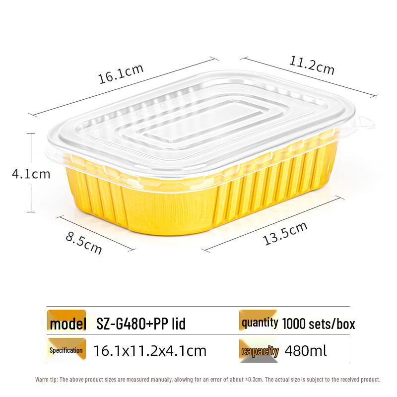 Shixun 480ml Square Aluminum Foil Containers with Lids