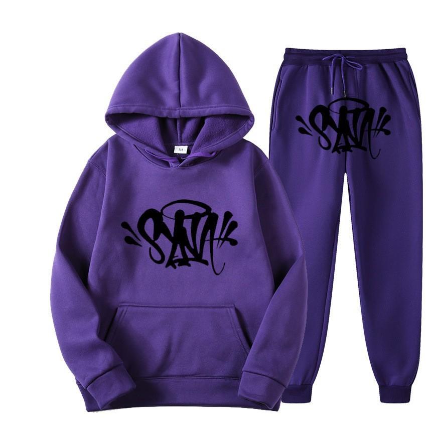 SynaWord High Street Fashion Trendy Brand Suit Men's Ins Trend Hip Hop Hoodie Syna Print Sweater Suit