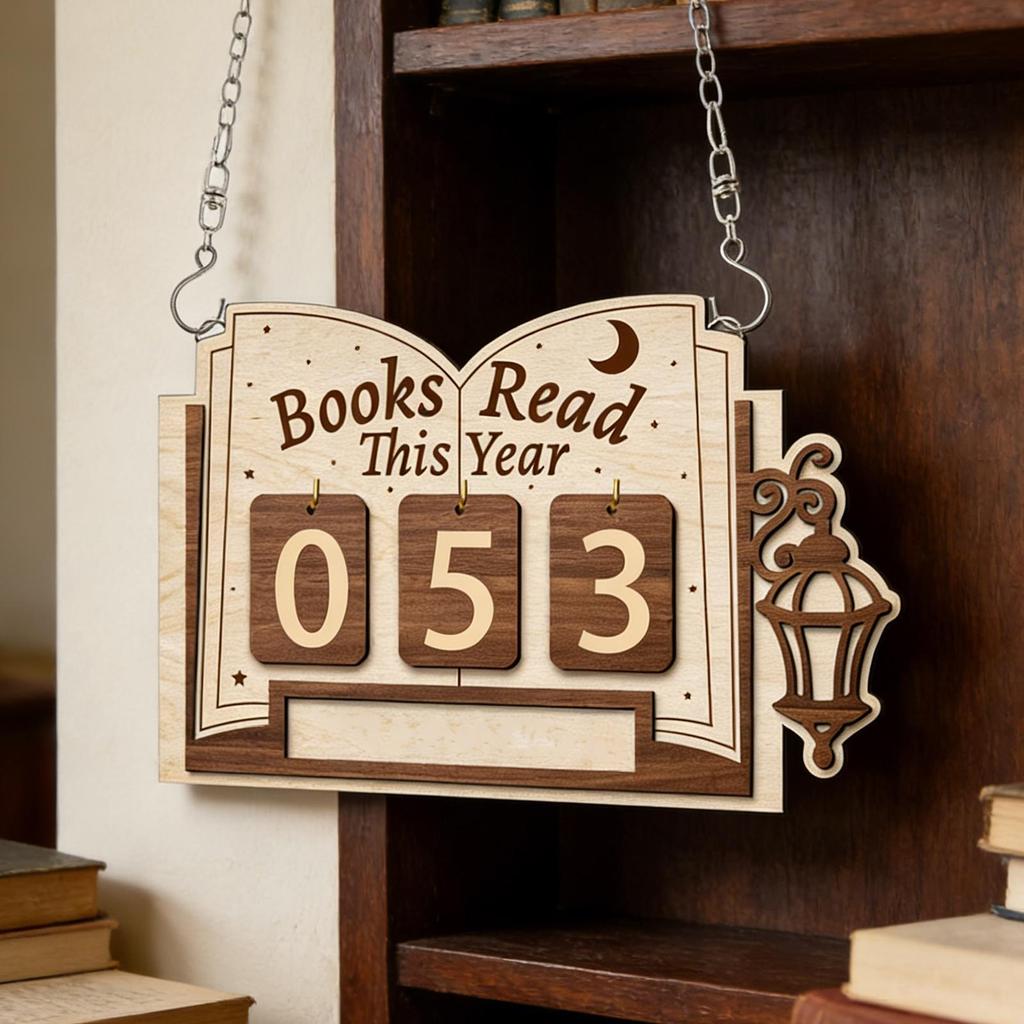 Books Read This Year Counter Wood Library Decor Book Read Tracker Board for Readers Students Teachers Librarians Writers Authors