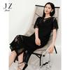 Jiuzi Anna Kou Elegant Light and Mature Hand Hook Hollow Flower Short Sleeve Knitted Dress