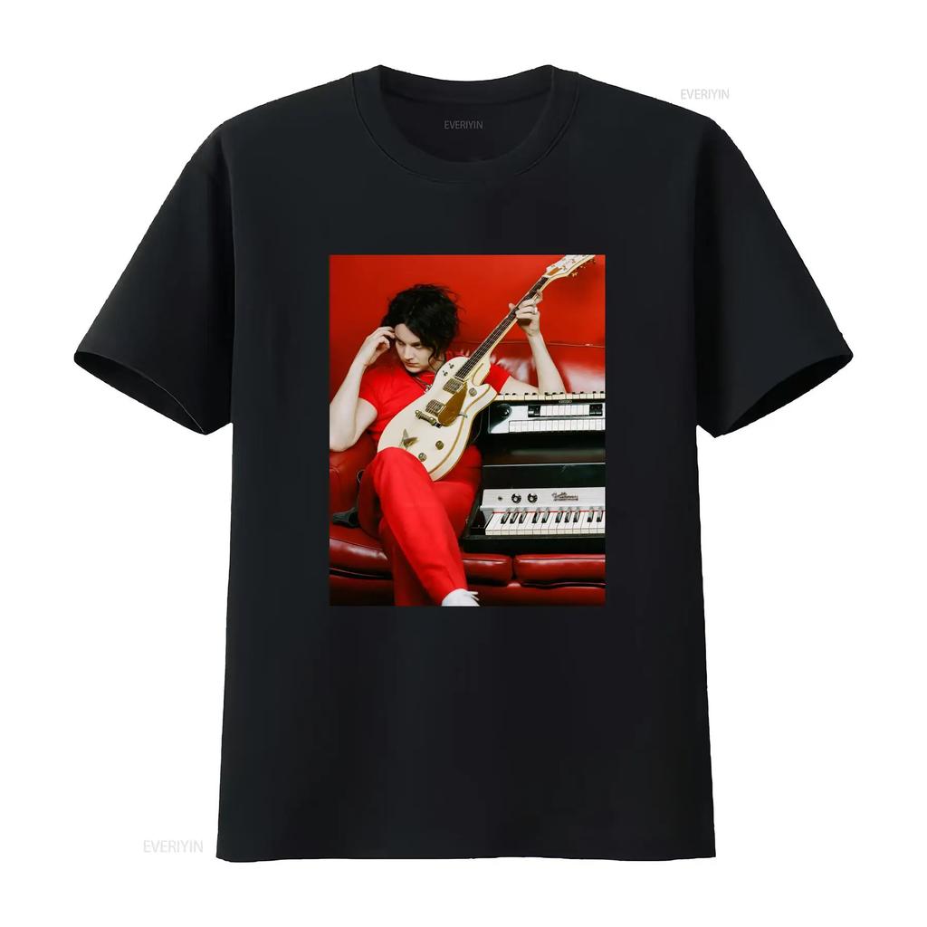 The White Stripes Jack Estética Ropa Retro Minimalista Camiseta Cumpleaños Música Rock para fans vintage Lavado Elástico hombre