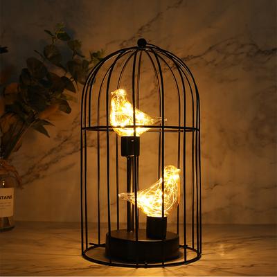 Vogelkäfig-Dekorationstischlampe, batteriebetrieben, schnurloses Akzentlicht mit warmweißer Lichterkette, Vogelbirne für die Inneneinrichtung