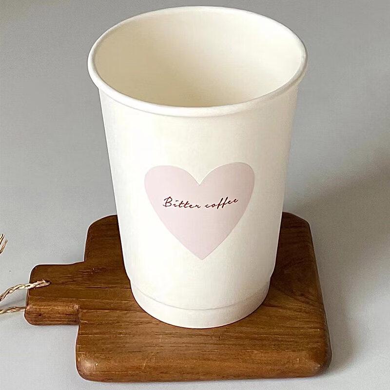 Disposable Double-Layer Kraft Paper Hot Drink Cup with Lid