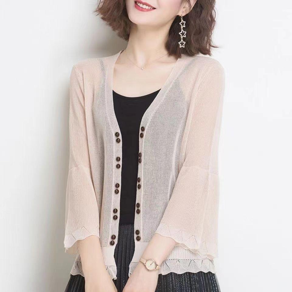 Sunscreen Clothing for Women Summer Air Conditioning Shirt with Camisole Skirt Top Knitted Cardigan and Small Shawl Jacket