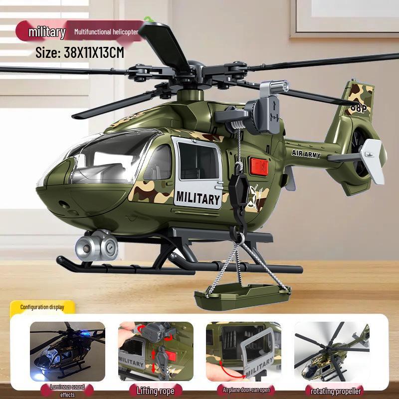 Children's Pull Back Police & Fire Rescue Helicopter Toy with Rotating Propeller - Simulation Model for Boys