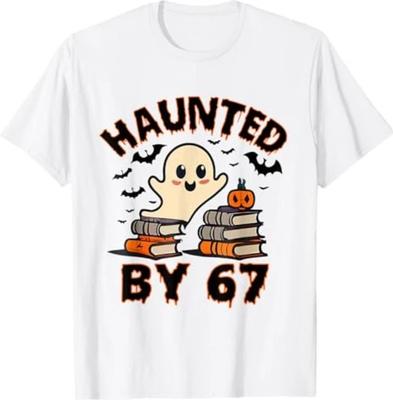 Haunted by 67 Funny Teacher Ghost Pumpkin Halloween Costume T-Shirt