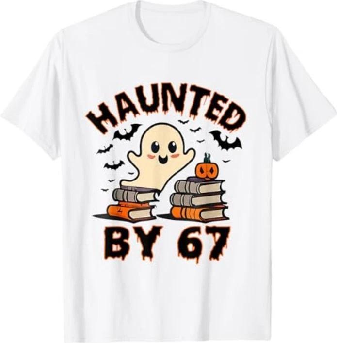 Haunted by 67 Funny Teacher Ghost Pumpkin Halloween Costume T-Shirt 3XL