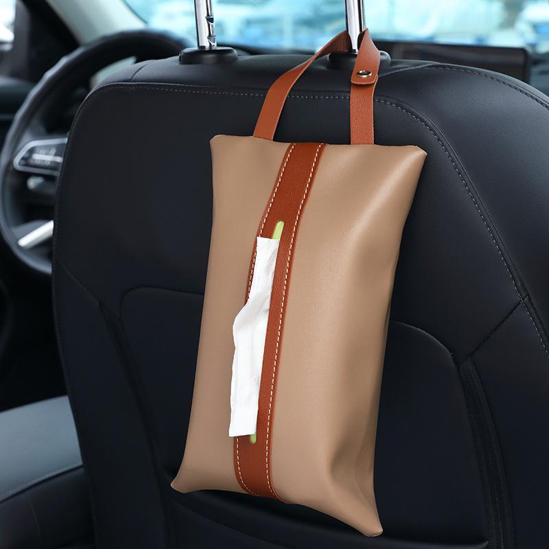 Japansk PU-läder Servetthållare: Mångsidigt Hängande Fodral för Vardagsrum, Badrum eller Bil