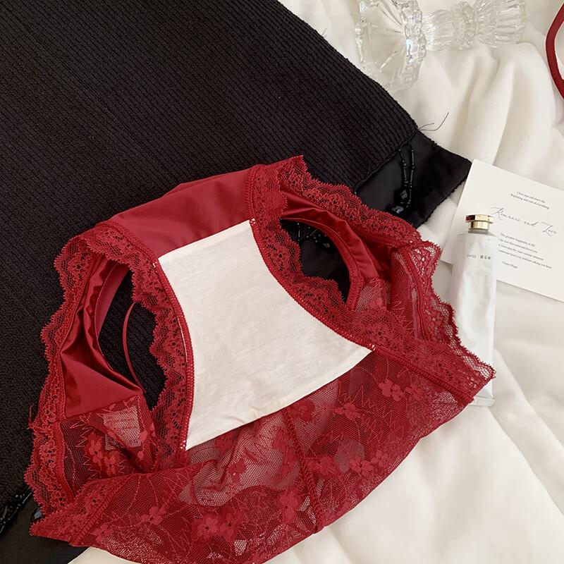 LANGSHA Women's Sexy Lace Mid-Waist Briefs (3-Pack)