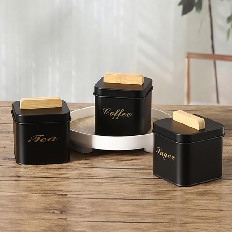 Bamboos Lid Canister For Coffee Bean Loose Teas and Candy Food Storage Container Jar Kitchen Organization Tool