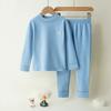 Thermo-Unterwäsche-Set für Teenager und Kinder, aus Wolle und Seide, weich und gemütlich, zweiteilig, für Jungen und Mädchen, Loungewear, dick, warm, atmungsaktiv, Nachtwäsche-Set für Kinder