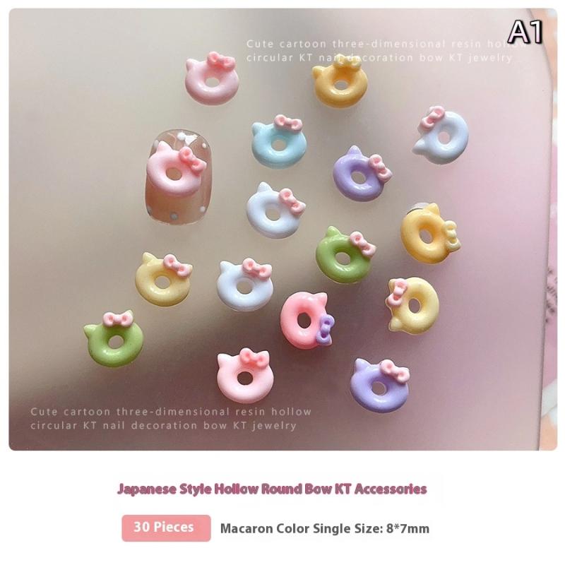 

30Pcs Cartoon Doughnut Nail Art Decorations Mix Shapes Nail Charms Manicure Decals for Nail Salon Accessories