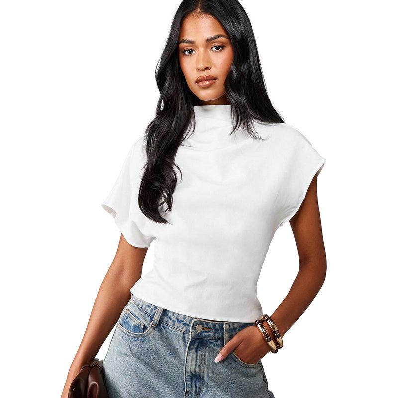 2026 Summer Women's Design Sense Round Neck Short-Sleeve T-shirt - Versatile Solid Color Loose Top