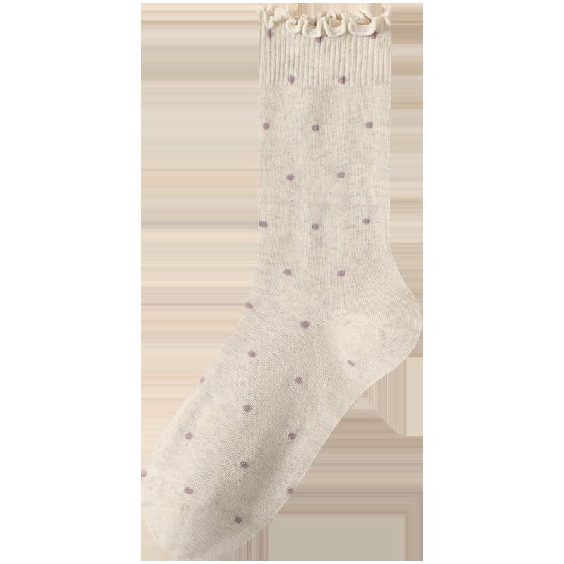 Women's Ruffle Polka Dot Scrunch Socks - Trendy Mid-Calf Cotton Ballet-Style Summer Socks