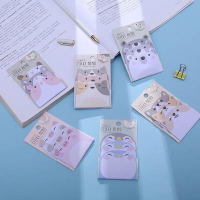 3lots Cute Creative Cartoon Stack Animal Head Sticky Notes Kawaii Student Loose-leaf Memo Pad Office Accessories School Supplies