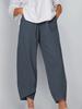 Spring/Summer Casual Elastic Waist Simple Slant Pocket Ankle Pants