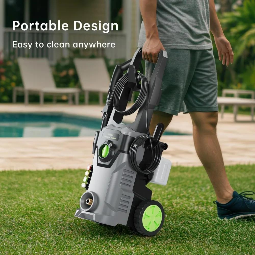 Pressure Washer, Power Washer with 4 Quick Connect Nozzles, High Pressure Cleaning Machine with Foam Cannon for Cars/Fences/Driv