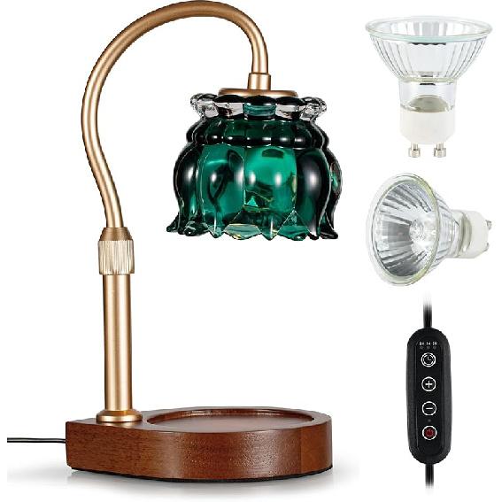 Candle Warmer Lamp with Timer, Candle Lamp Warmer with Dimmer & Height Adjustable, Flower Lamp Candle Warmer for Jar Candles, Dimmable Candle Warmer зелёный