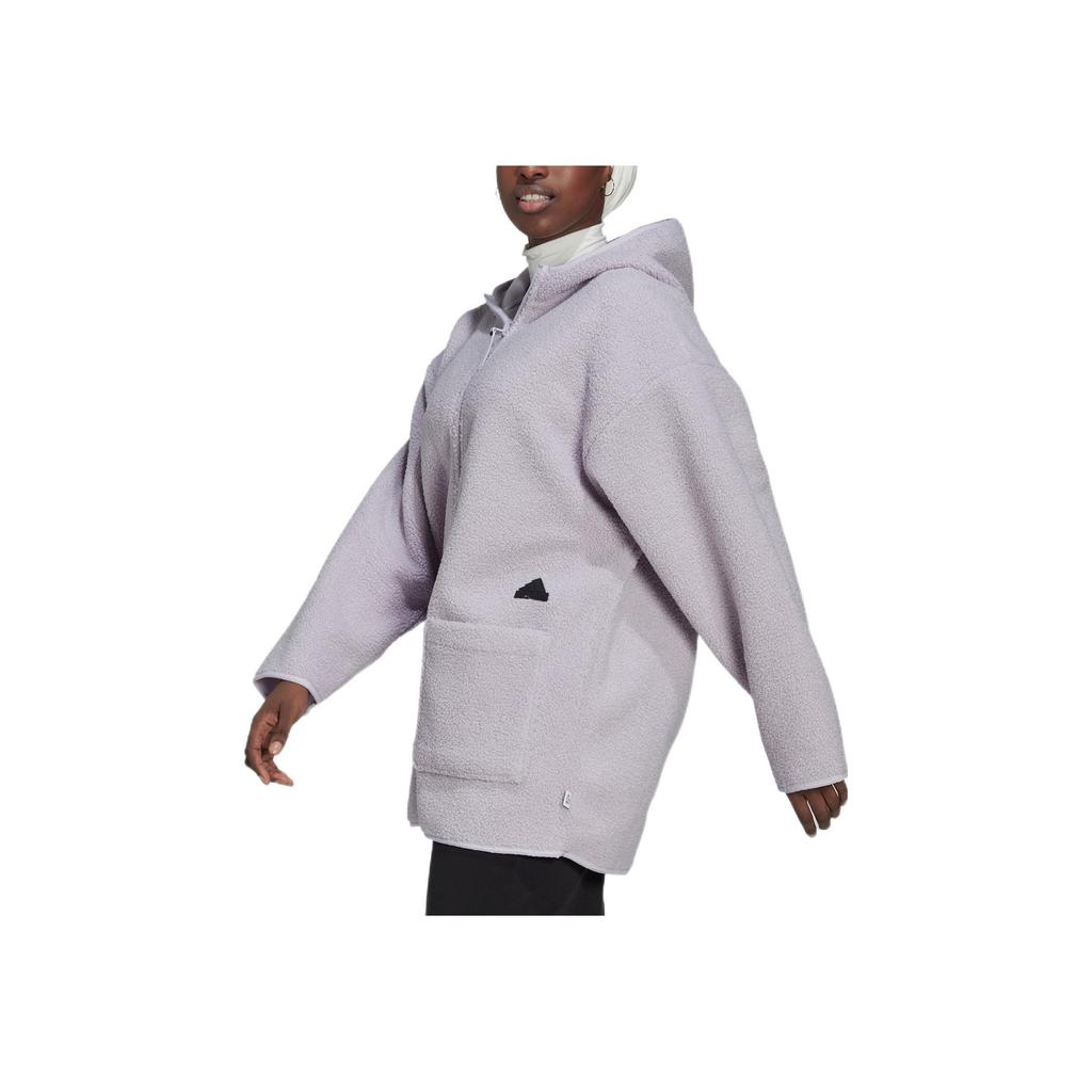 Adidas New Full-Zip Hoodie With Solid Color Logo Women Outerwear Purple HM2840